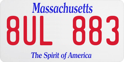 MA license plate 8UL883