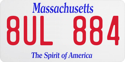 MA license plate 8UL884