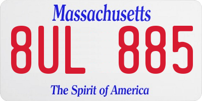 MA license plate 8UL885