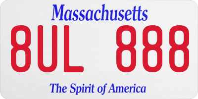 MA license plate 8UL888