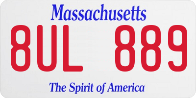 MA license plate 8UL889