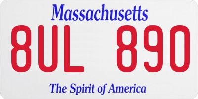 MA license plate 8UL890