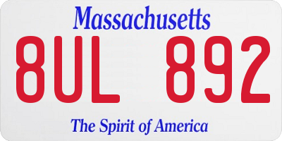 MA license plate 8UL892