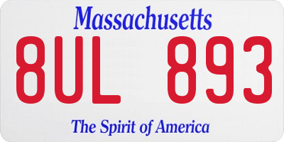 MA license plate 8UL893