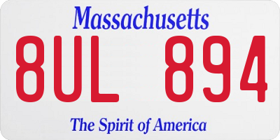 MA license plate 8UL894