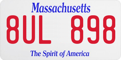 MA license plate 8UL898