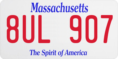 MA license plate 8UL907