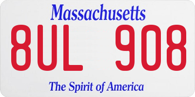 MA license plate 8UL908