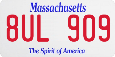 MA license plate 8UL909