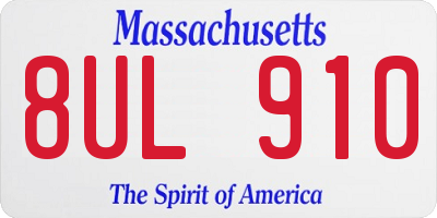 MA license plate 8UL910