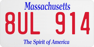 MA license plate 8UL914