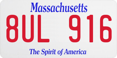 MA license plate 8UL916