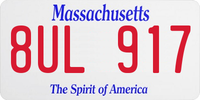 MA license plate 8UL917