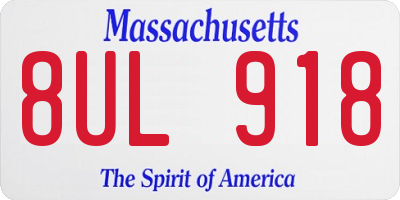 MA license plate 8UL918