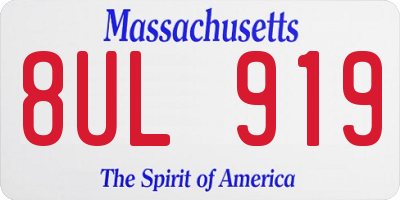 MA license plate 8UL919