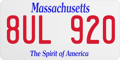 MA license plate 8UL920