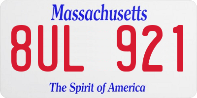 MA license plate 8UL921