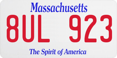 MA license plate 8UL923