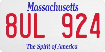 MA license plate 8UL924