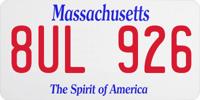 MA license plate 8UL926