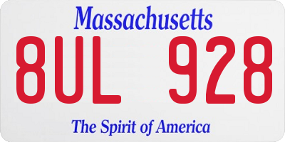 MA license plate 8UL928
