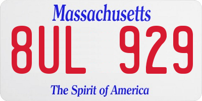 MA license plate 8UL929