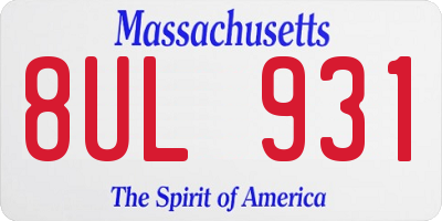 MA license plate 8UL931