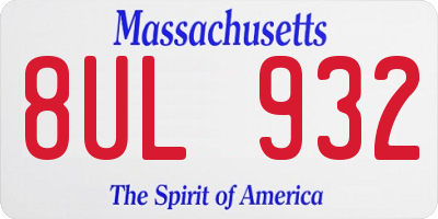 MA license plate 8UL932