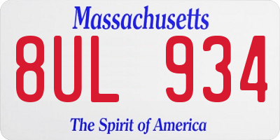 MA license plate 8UL934