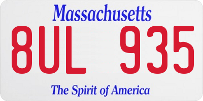 MA license plate 8UL935