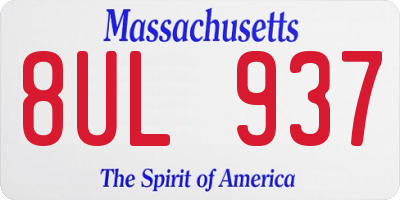 MA license plate 8UL937