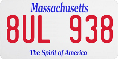 MA license plate 8UL938