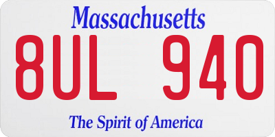 MA license plate 8UL940
