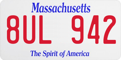 MA license plate 8UL942