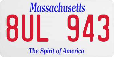MA license plate 8UL943
