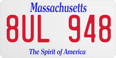 MA license plate 8UL948