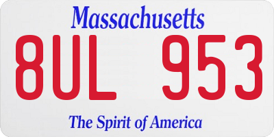 MA license plate 8UL953