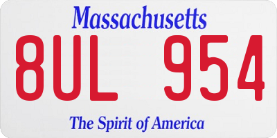 MA license plate 8UL954