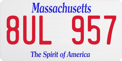 MA license plate 8UL957