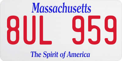 MA license plate 8UL959