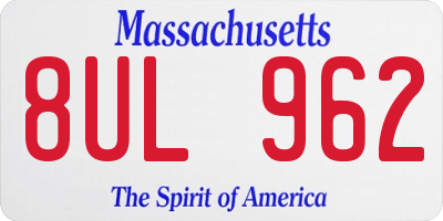 MA license plate 8UL962