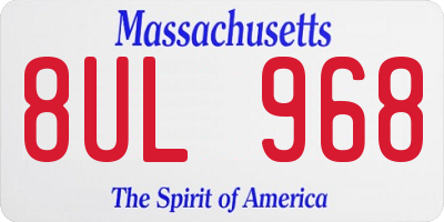 MA license plate 8UL968