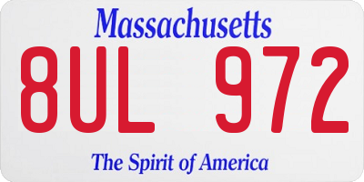 MA license plate 8UL972