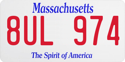 MA license plate 8UL974