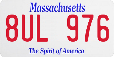 MA license plate 8UL976