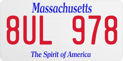 MA license plate 8UL978