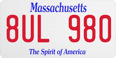 MA license plate 8UL980