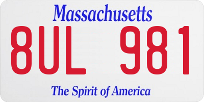 MA license plate 8UL981