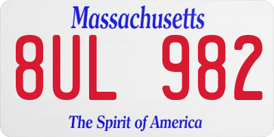 MA license plate 8UL982