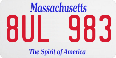 MA license plate 8UL983